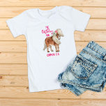 Pink pony birthday giddy up cowgirl party T-Shirt<br><div class="desc">Pony birthday giddy up cowgirl cowboy party custom personalize name t-shirt. Pink background,   pony with pink roses for horses,  ponies,  equestrian themed birthdays.</div>