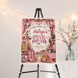 Pink Pony Club Cowgirl Birthday Party Banner Foam Board