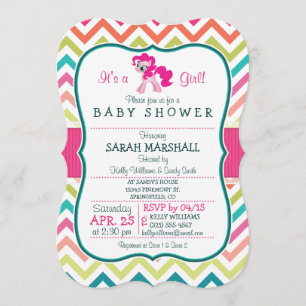 Pink Pony; Colorful Chevron Baby Shower Invitation