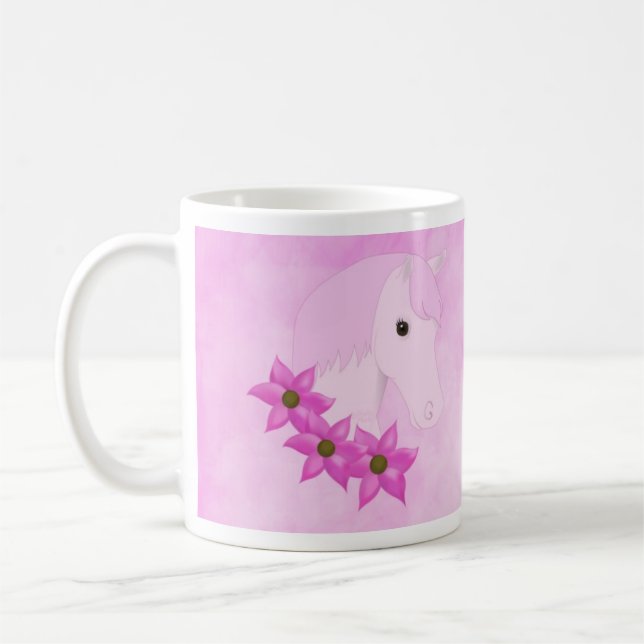 Pink Pony & Flowers Mug (Left)