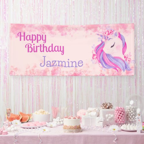 Pink Pony Happy Birthday custom party banner