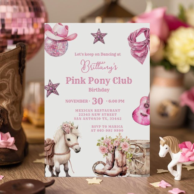 Pink Pony Party Cowgirl Celebration Birthday Invitation (Creator Uploaded)