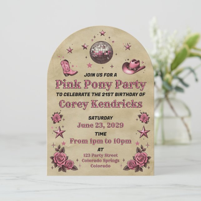 Pink Pony Party Invitation (Standing Front)