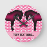 Pink Pony Personalized Round Clock at Zazzle