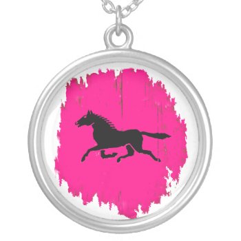 Pink Pony Silver Plated Necklace by customizedgifts at Zazzle