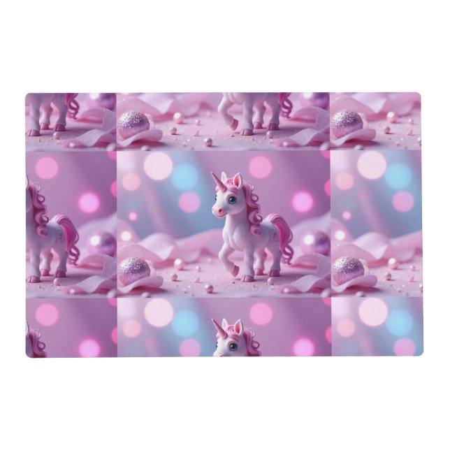Pink Pony Unicorn Paper Placemats (Front)