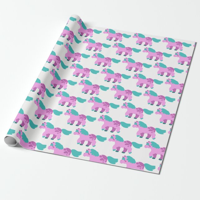 Pink Pony Wrapping Paper (Unrolled)