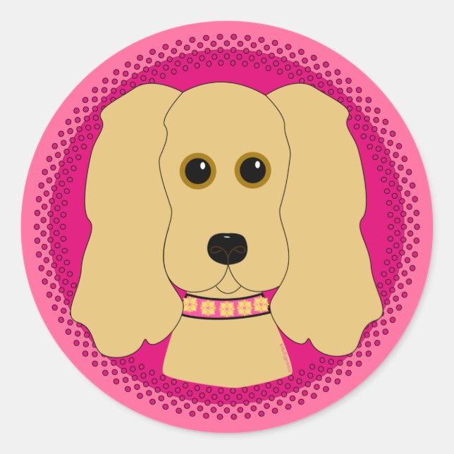 Pink Poochie Classic Round Sticker (Front)