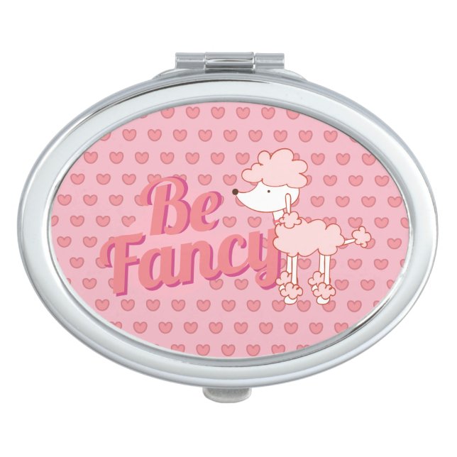Pink Poodle and Hearts Be Fancy Compact Mirror (Front)