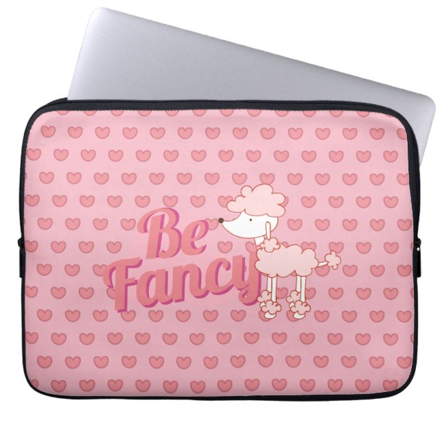 Pink Poodle and Hearts Be Fancy Laptop Sleeve (Front)
