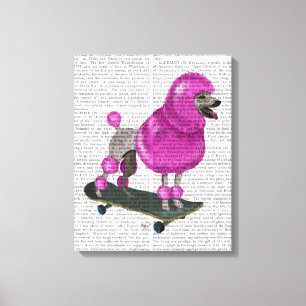 Pink Poodle and Skateboard Canvas Print