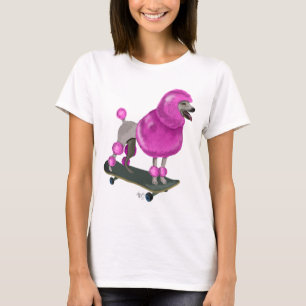 Pink Poodle and Skateboard T-Shirt