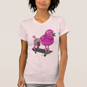 Pink Poodle and Skateboard T-Shirt