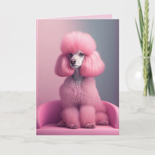 PINK POODLE ART BIRTHDAY CARD