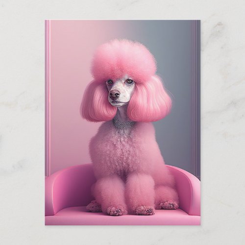 PINK POODLE ART POSTCARD