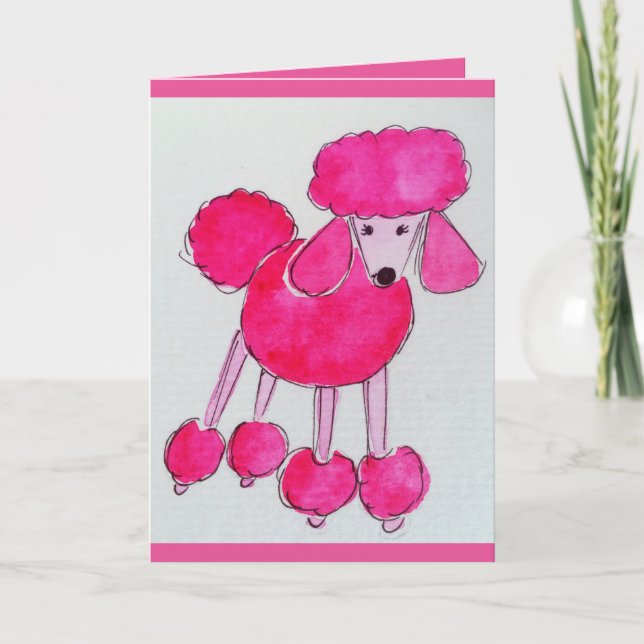 Pink Poodle birthday card (Front)