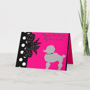 Pink Poodle Birthday Card