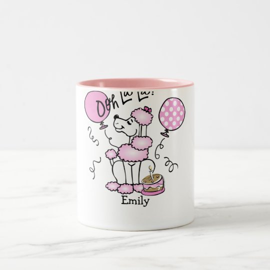 Pink Poodle Birthday Custom Mug
