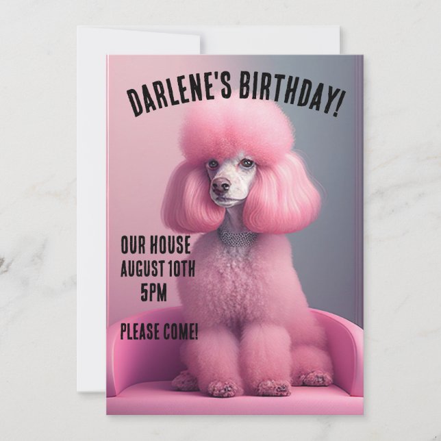PINK POODLE BIRTHDAY CUSTOM PARTY Invitations (Front)