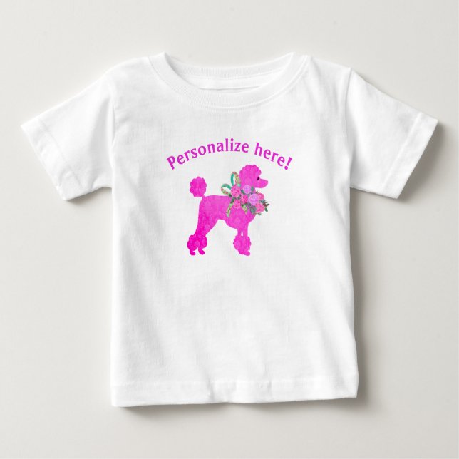 Pink Poodle Birthday Girl Personalized T-Shirt (Front)