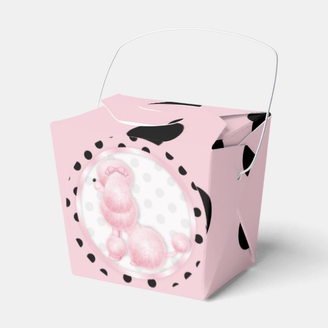 Pink Poodle Birthday Party Favor Box (Front Side)