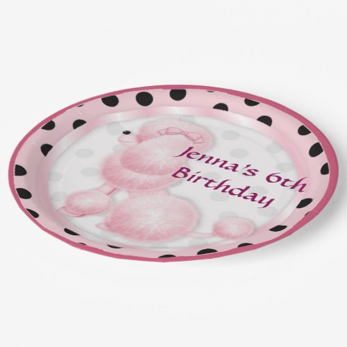 Pink Poodle Birthday Party Paper Plates