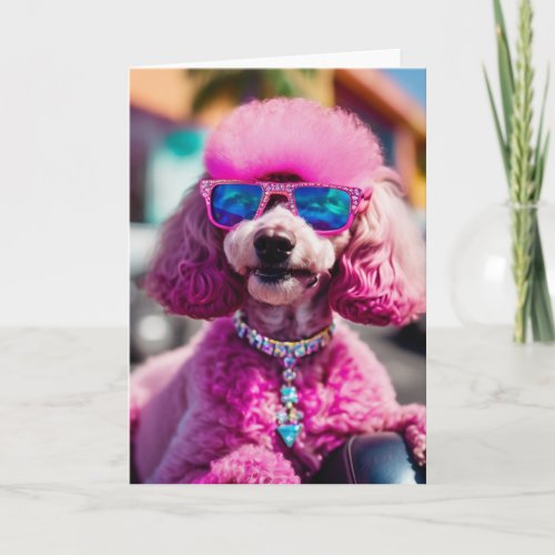 Pink Poodle Blank Card 
