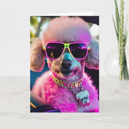 Pink Poodle  Blank Card