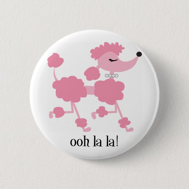 pink poodle button (Front)