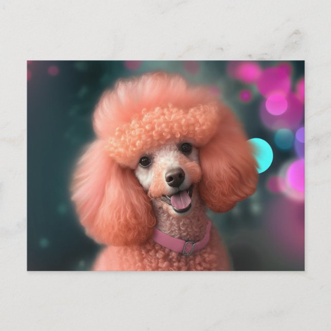 Pink Poodle Cheer Postcard (Front)
