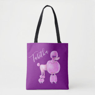 Pink poodle dog art personalized bag