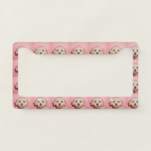 PINK POODLE DOG CANINE LICENSE PLATE FRAME