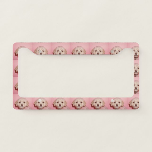 PINK POODLE DOG CANINE LICENSE PLATE FRAME (Front)