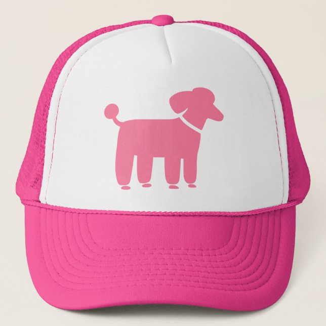 Pink Poodle Dog Graphic Trucker Hat (Front)