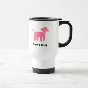 Pink Poodle Dog Graphic with Custom Text Travel Mug