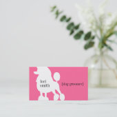Pink Poodle Dog Groomer Business Card (Standing Front)