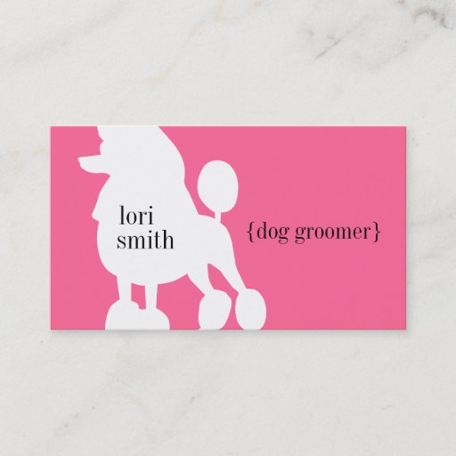 Customizable Pink Poodle Dog Groomer Business Card
