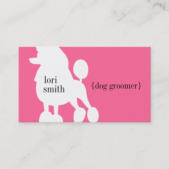 Pink Poodle Dog Groomer Business Card (Front)
