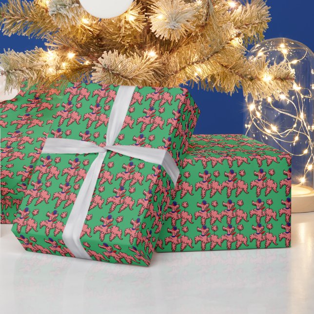 PINK POODLE french Christmas wrapping paper (Holidays)