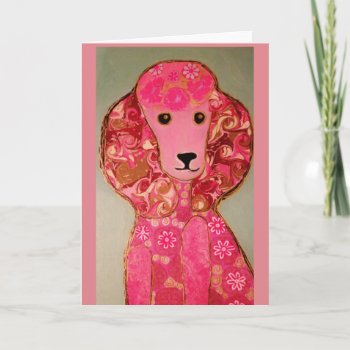 Pink Poodle Greeting Card by AnimalParty at Zazzle