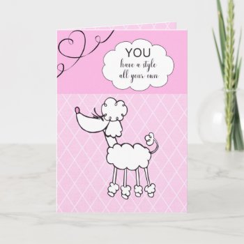 Pink Poodle Happy Birthday Card by SueshineStudio at Zazzle