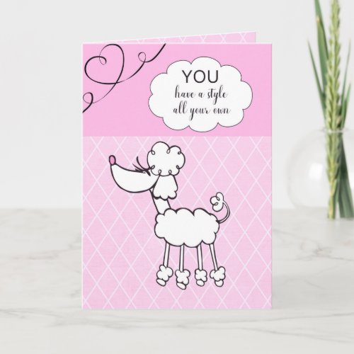 Pink Poodle Happy Birthday Card
