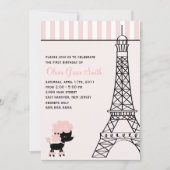Pink Poodle in Paris Birthday Invitation (Front)