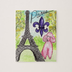 Pink Poodle in Paris Jigsaw Puzzle