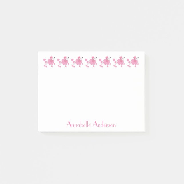 Pink Poodle Parade Post-it Notes (Front)