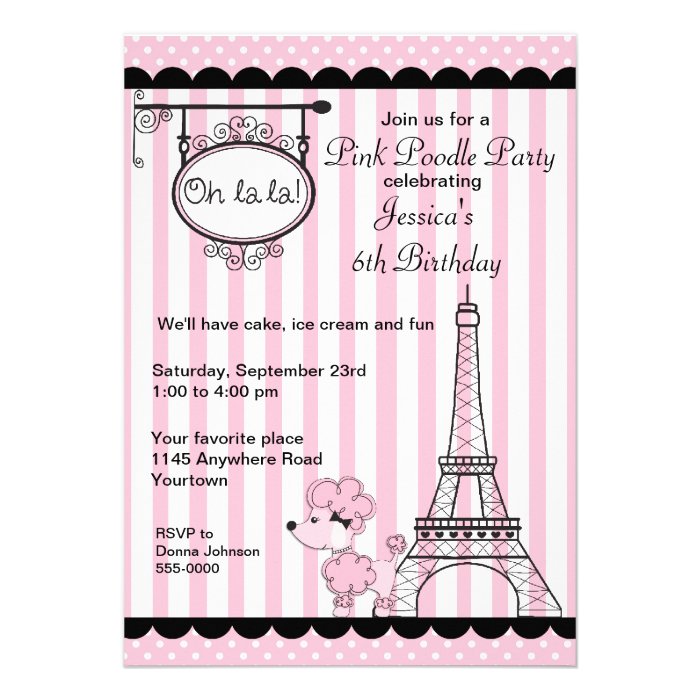 Pink Poodle Party Custom Invite