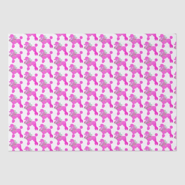 Pink Poodle Party Matching Tissue Paper (Front)