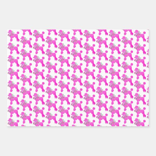Pink Poodle Party Matching Wrapping Paper Sheets