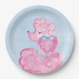 Pink Poodle Party, Paris France, Eiffel Tower Paper Plates