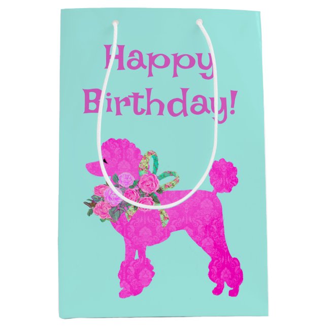 Pink Poodle Party Personalized Gift Bag (Front)